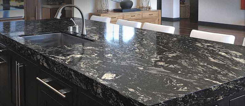 Black granite kitchen counter