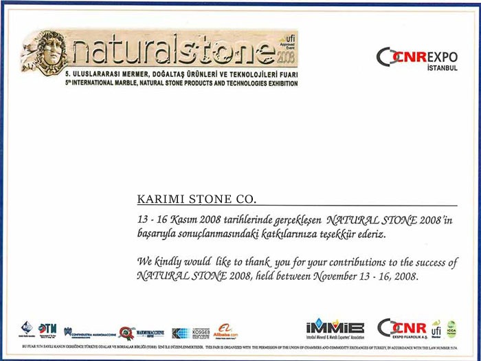 Karimi Stone Certificate