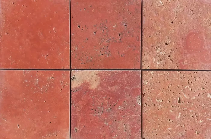 Red Travertine-Cross Cut-Brushed