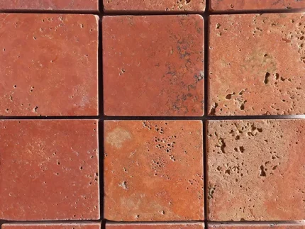 Red Travertine-Cross Cut-Brushed